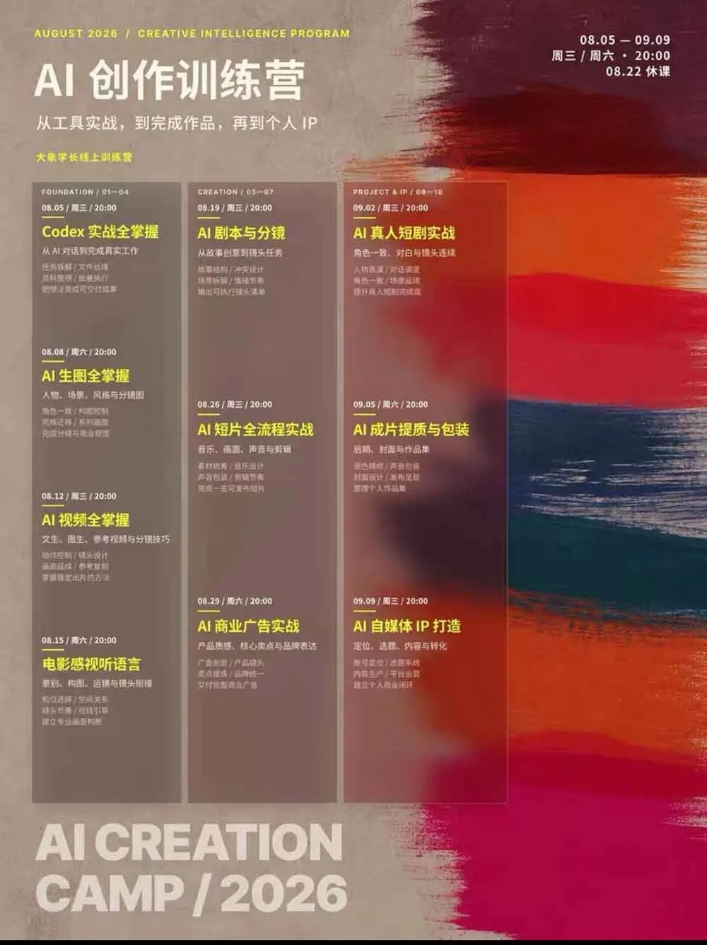 (20348期)AI+创作训练营26年第5期-更新:从Codex、AI生图视频到剧本分镜与电影感短片,跑通个人IP商业闭环 (20348期)AI+创作训练营26年第5期-更新:从Codex、AI生图视频到剧本分镜与电影感短片,跑通个人IP商业闭环