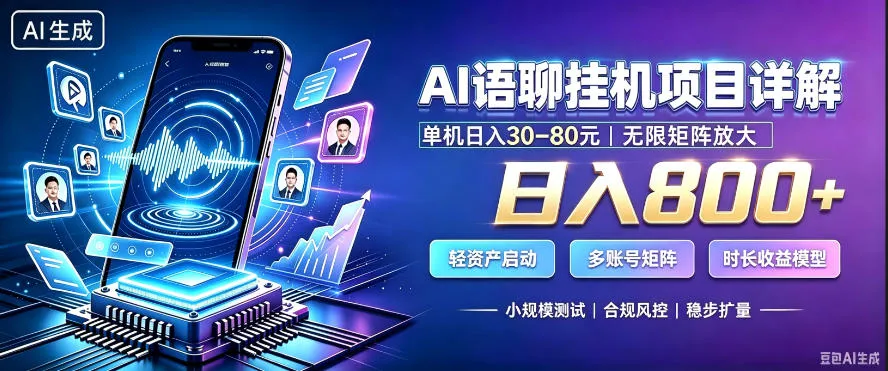 AI聊天挂G项目，日入800+，适用个人副业，支持工作室矩阵操作，放大收益【揭秘】