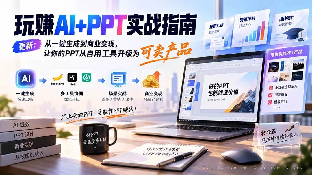 （20247期）玩赚AI+PPT实战指南-更新5月13：从一键生成到商业变现，让你的PPT从自用工具升级为可卖产品